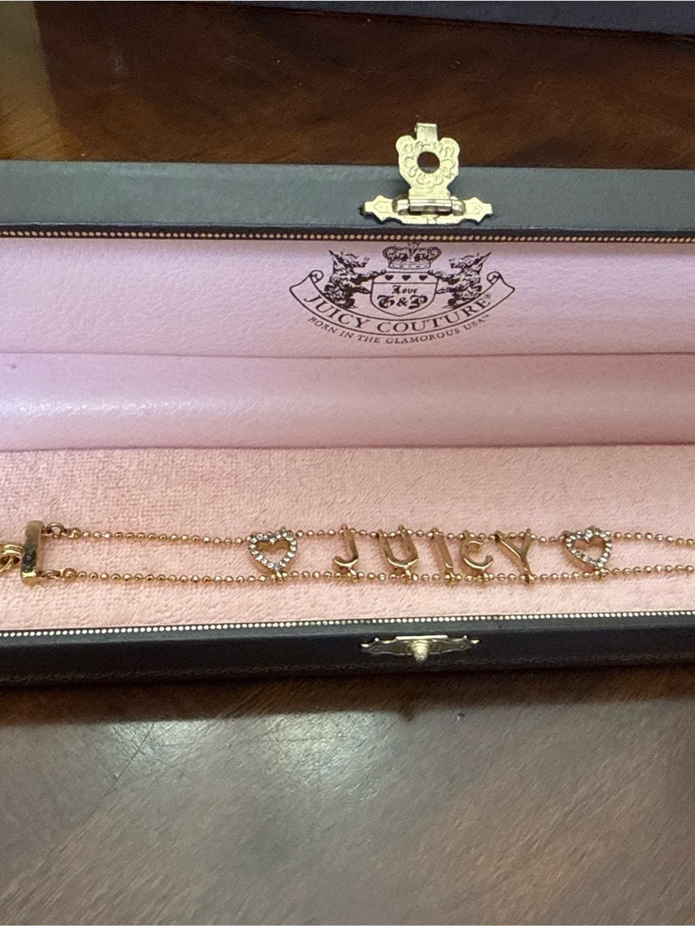 Vintage Rare Juicy Couture  Gold Letter & Heart Charm Bracelet